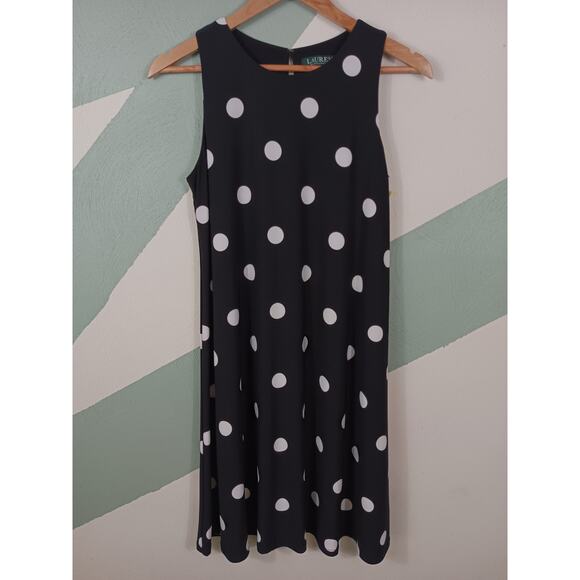 Lauren Ralph Lauren Womens Size 8 Stretch Polka Dot Casual Comfort Shift Dress - Picture 9 of 9